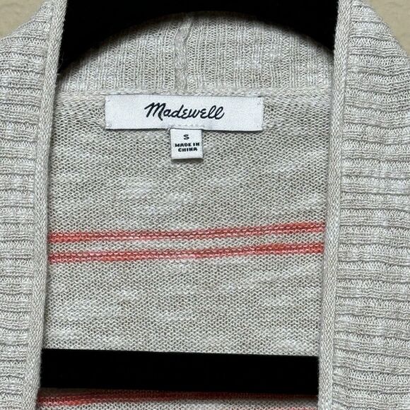 Madewell Bradley Open Front Cardigan Sweater Textured Stripes Women’s  Size S - Picture 3 of 8